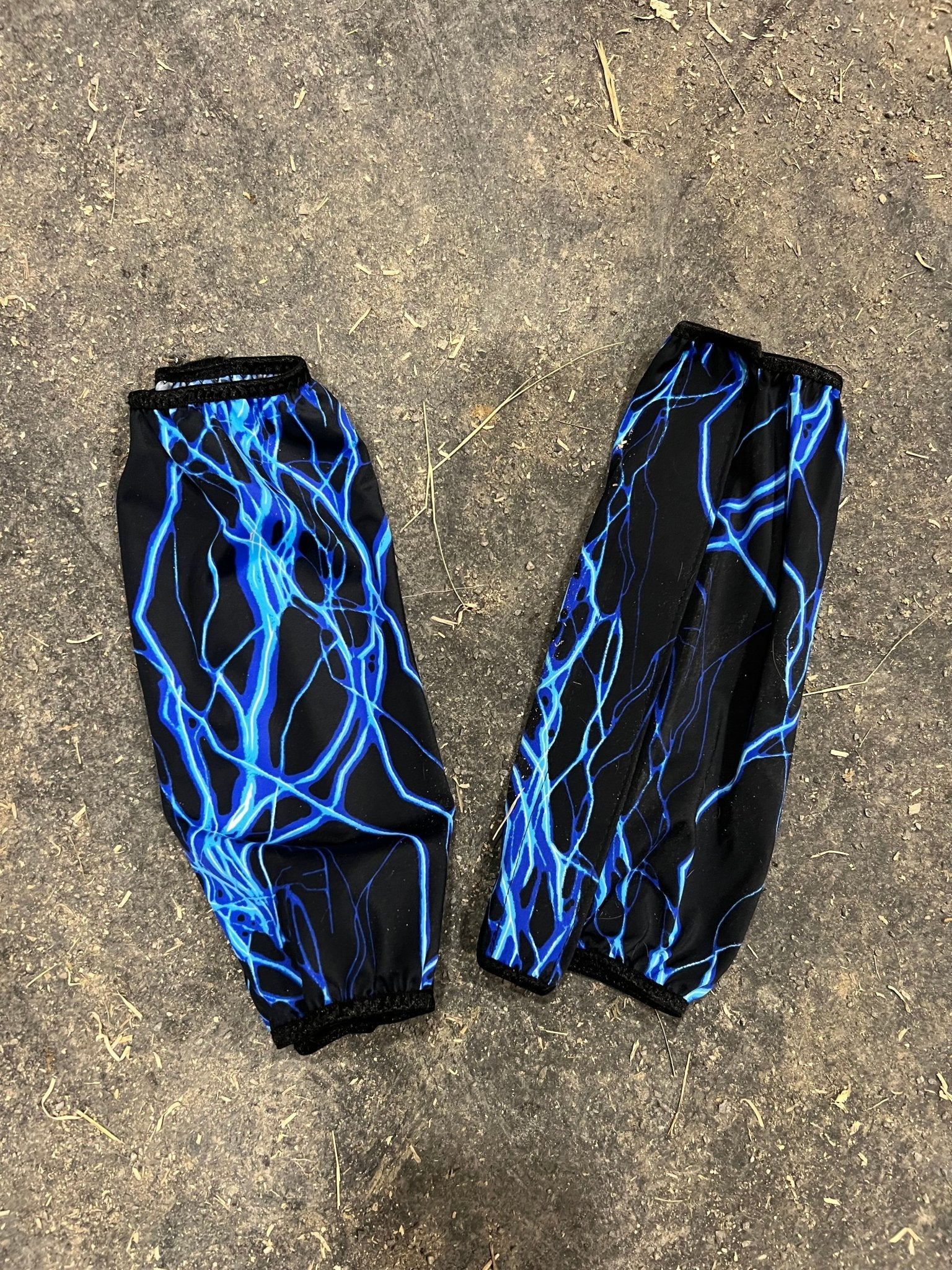 Neon Blue Lightning Velcro Sportboot Covers (Covers Only, set of TWO) - Riverside Rodeo Shirts