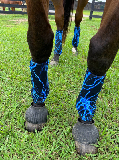 Neon Blue Lightning Velcro Sportboot Covers (Covers Only, set of TWO) - Riverside Rodeo Shirts
