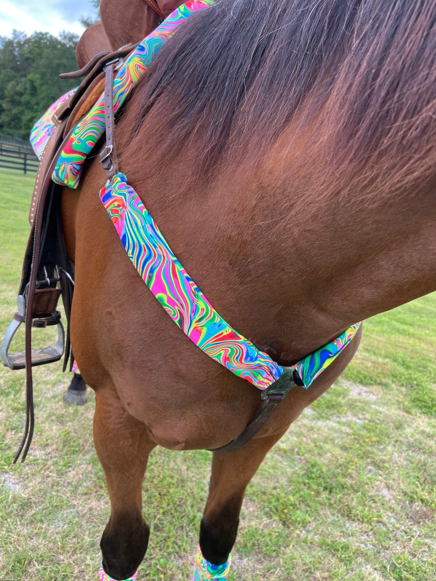 Neon Flux Print Breast Collar Cover (Covers ONLY) - Riverside Rodeo Shirts