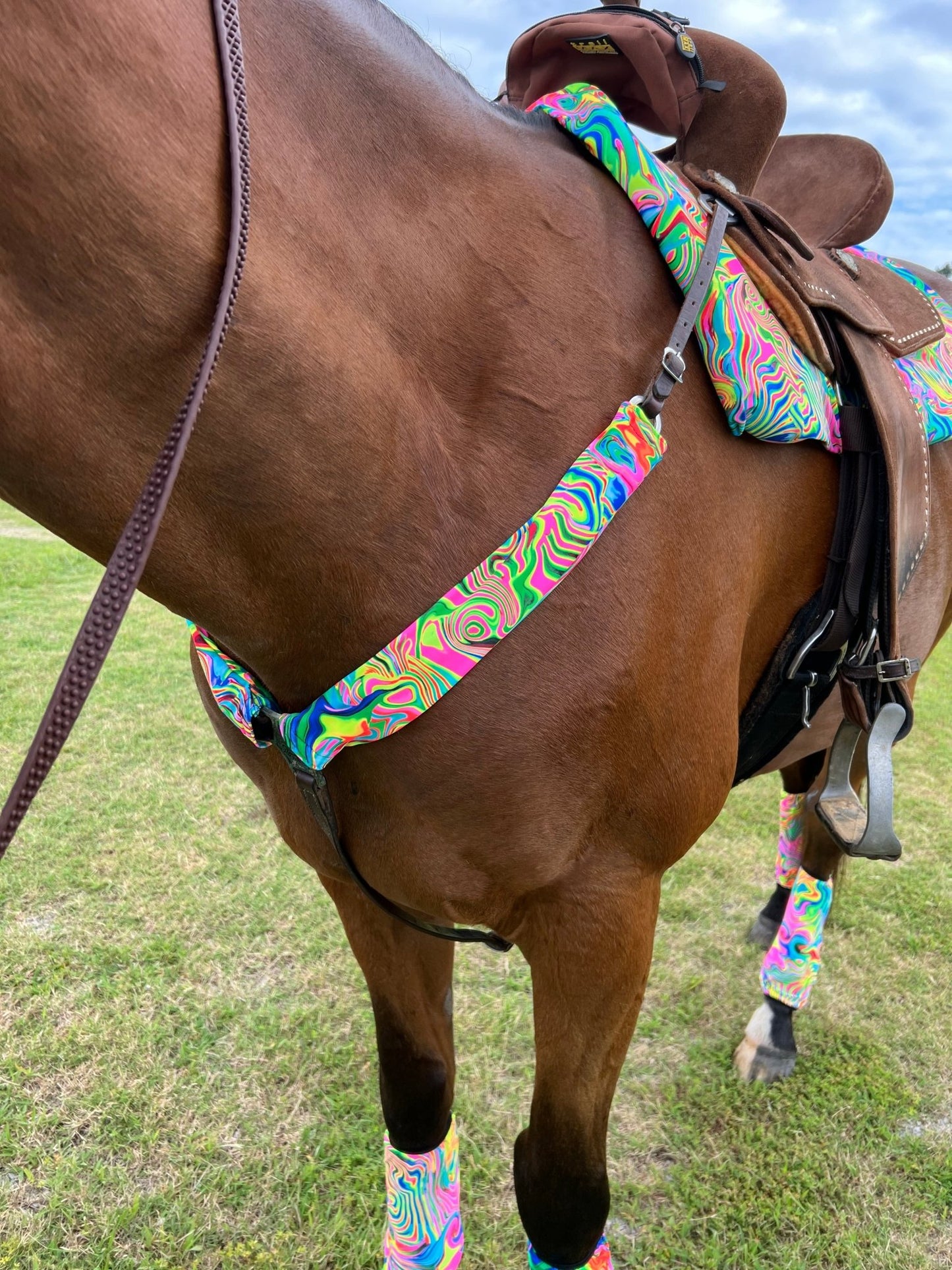 Neon Flux Print Breast Collar Cover (Covers ONLY) - Riverside Rodeo Shirts
