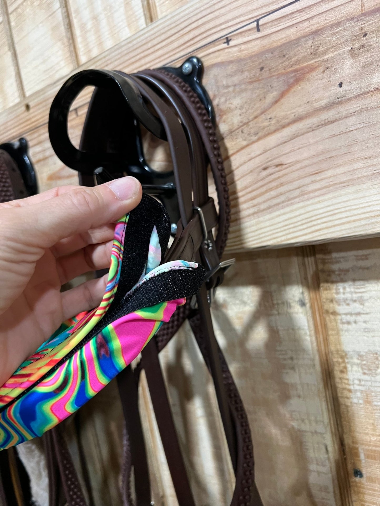 Neon Flux Print Browband or Noseband Cover (ONE Cover Only) - Riverside Rodeo Shirts