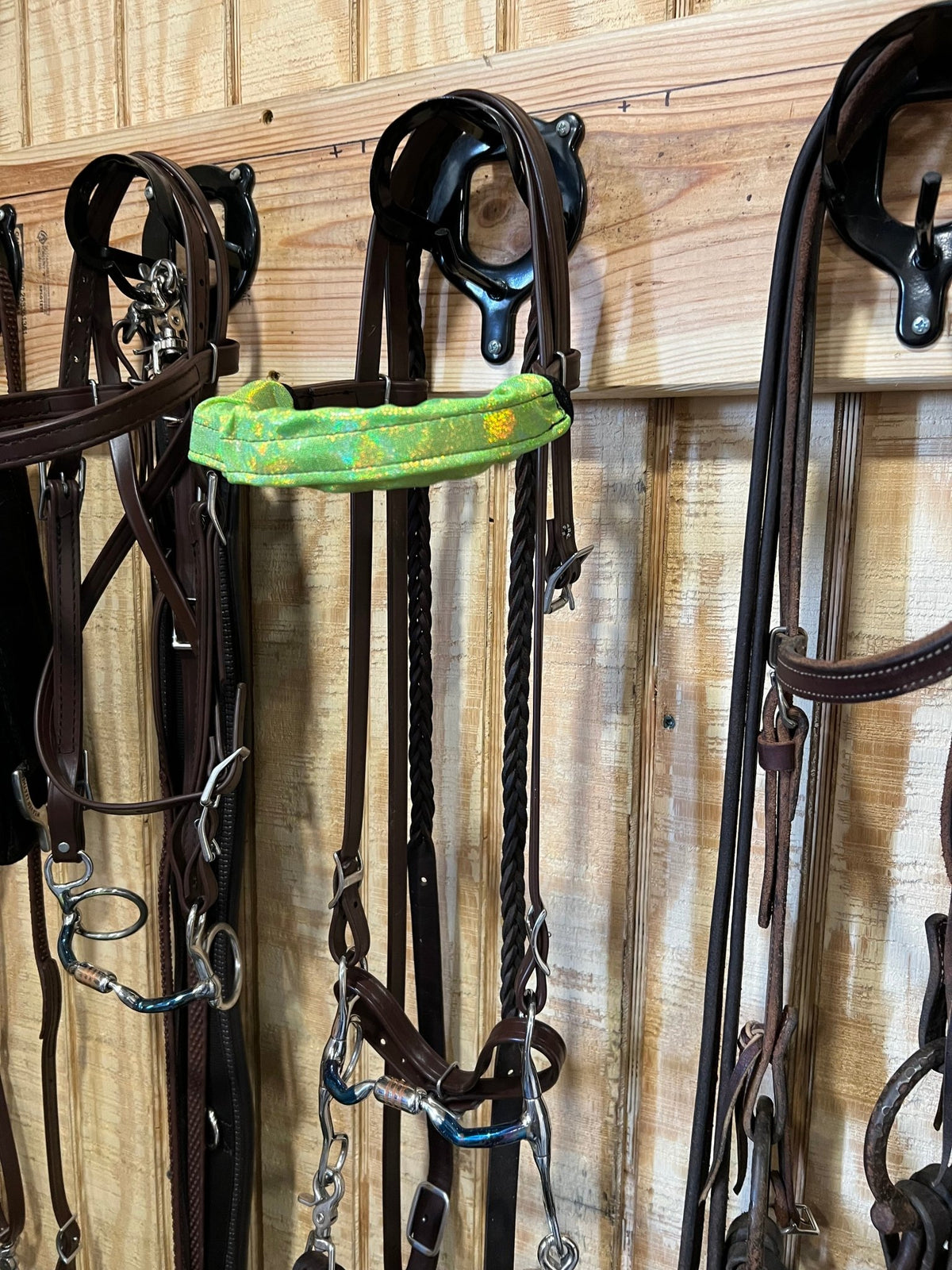 Neon Lime Green Holographic Browband or Noseband Cover (ONE Cover Only) - Riverside Rodeo Shirts