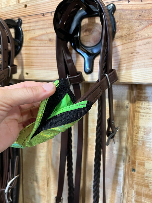 Neon Lime Green Holographic Browband or Noseband Cover (ONE Cover Only) - Riverside Rodeo Shirts