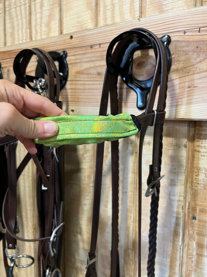 Neon Lime Green Holographic Browband or Noseband Cover (ONE Cover Only) - Riverside Rodeo Shirts