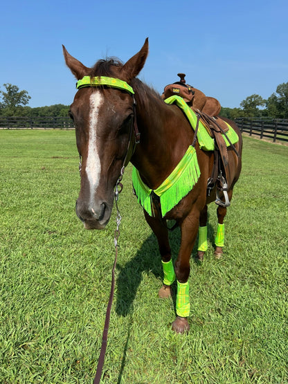 Neon Lime Green Holographic Browband or Noseband Cover (ONE Cover Only) - Riverside Rodeo Shirts