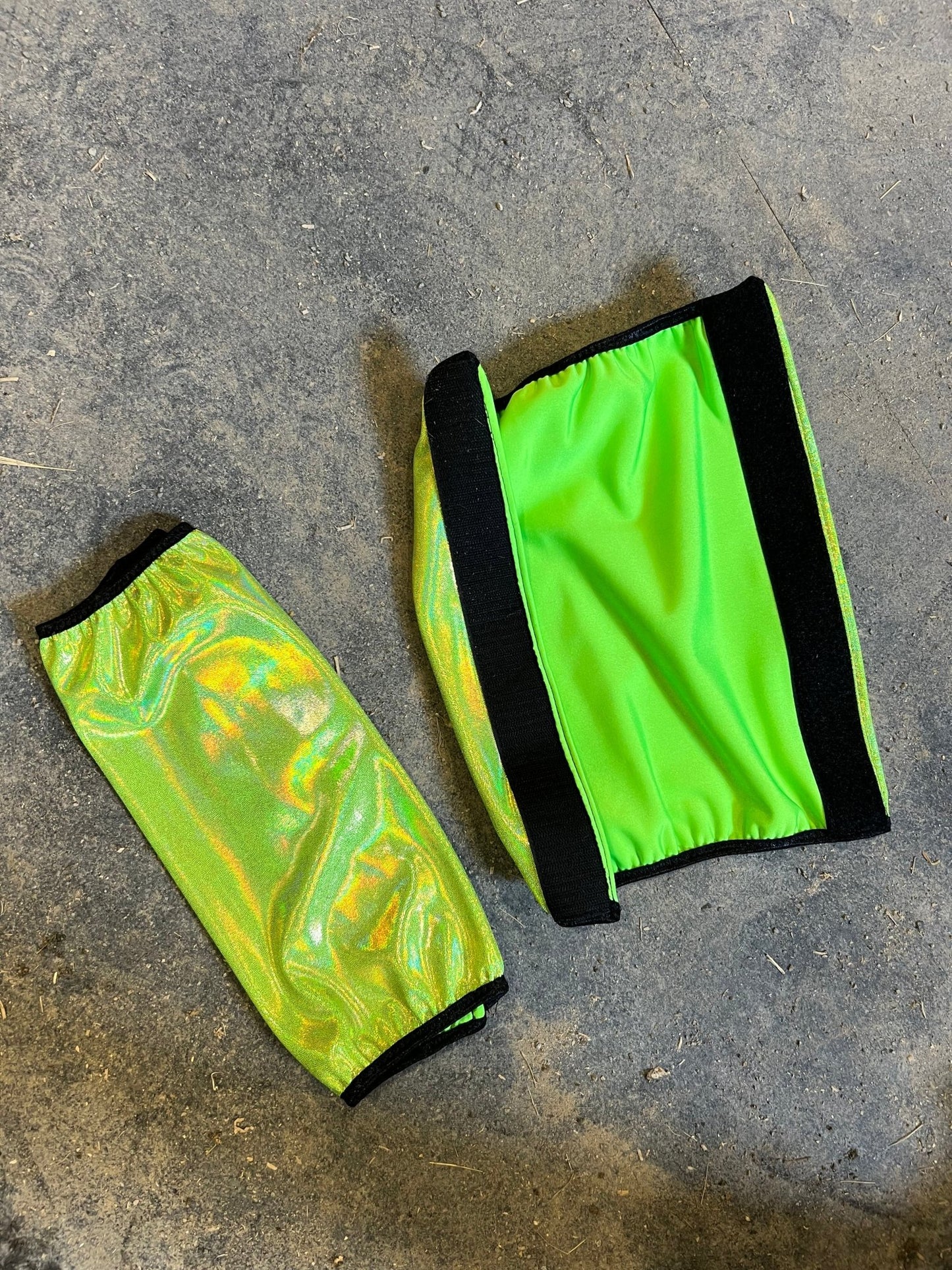 Neon Lime Green Sparkly Velcro Sportboot Covers (Covers Only, sets of TWO) - Riverside Rodeo Shirts