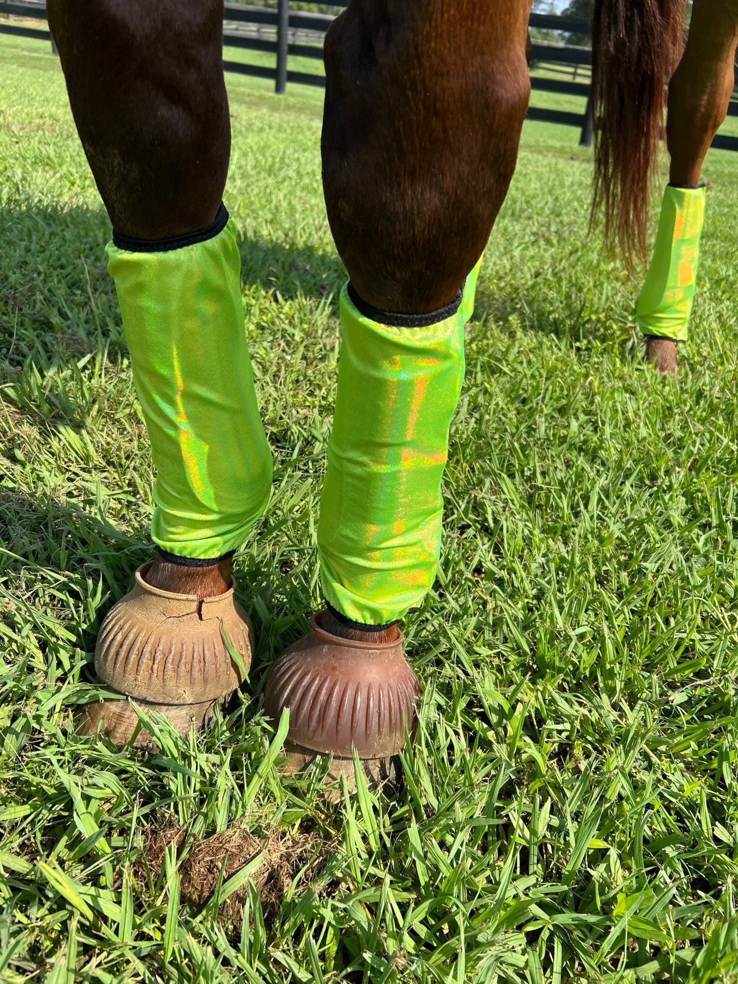 Neon Lime Green Sparkly Velcro Sportboot Covers (Covers Only, sets of TWO) - Riverside Rodeo Shirts