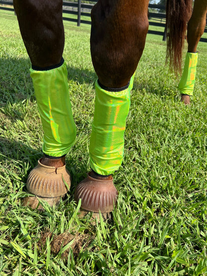 Neon Lime Green Sparkly Velcro Sportboot Covers (Covers Only, sets of TWO) - Riverside Rodeo Shirts