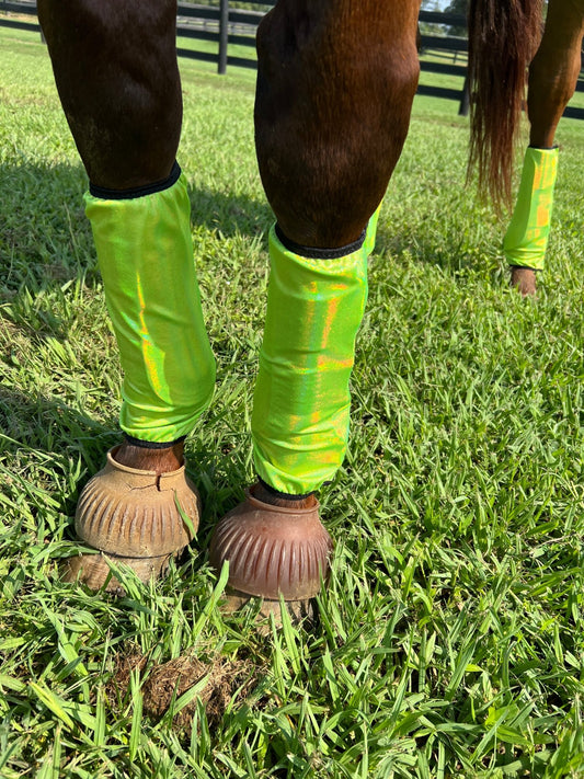 Neon Lime Green Sparkly Velcro Sportboot Covers (Covers Only, sets of TWO) - Riverside Rodeo Shirts