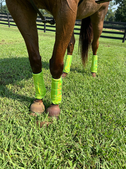 Neon Lime Green Sparkly Velcro Sportboot Covers (Covers Only, sets of TWO) - Riverside Rodeo Shirts