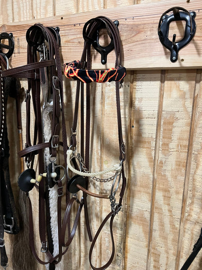 Neon Orange Lightning Print Browband or Noseband Cover (ONE Cover Only) - Riverside Rodeo Shirts