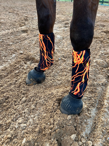 Neon Orange Lightning Velcro Sportboot Covers (Covers Only, set of TWO) - Riverside Rodeo Shirts