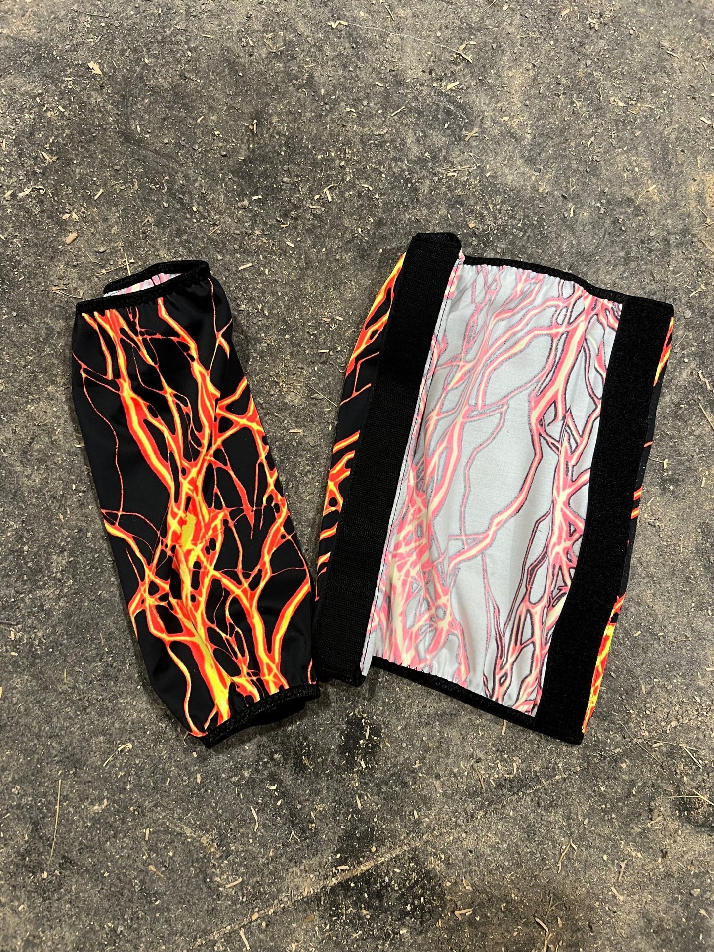 Neon Orange Lightning Velcro Sportboot Covers (Covers Only, set of TWO) - Riverside Rodeo Shirts