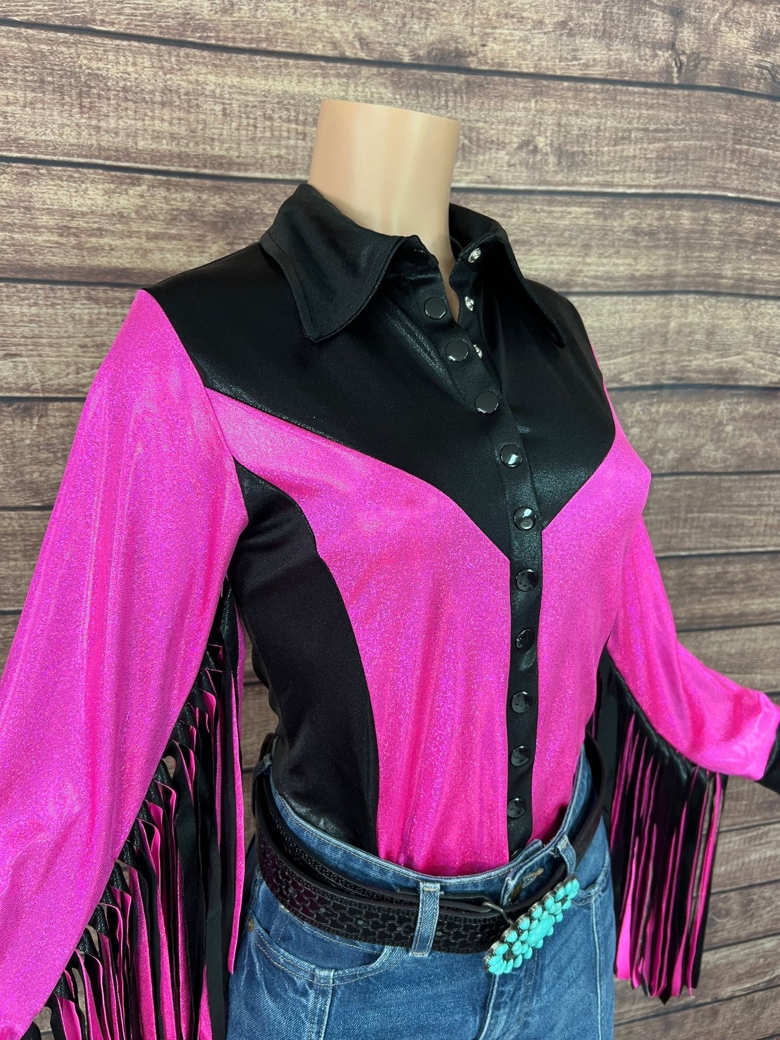 Neon Outlaw Snap Front Rodeo Shirt with 12" Thunderbird Fringe - Riverside Rodeo Shirts