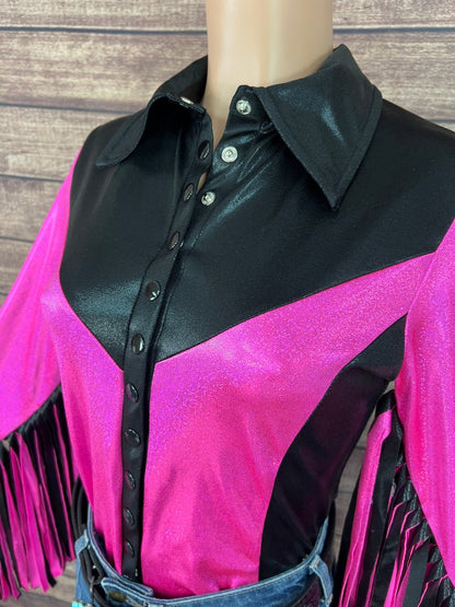 Neon Outlaw Snap Front Rodeo Shirt with 12" Thunderbird Fringe - Riverside Rodeo Shirts