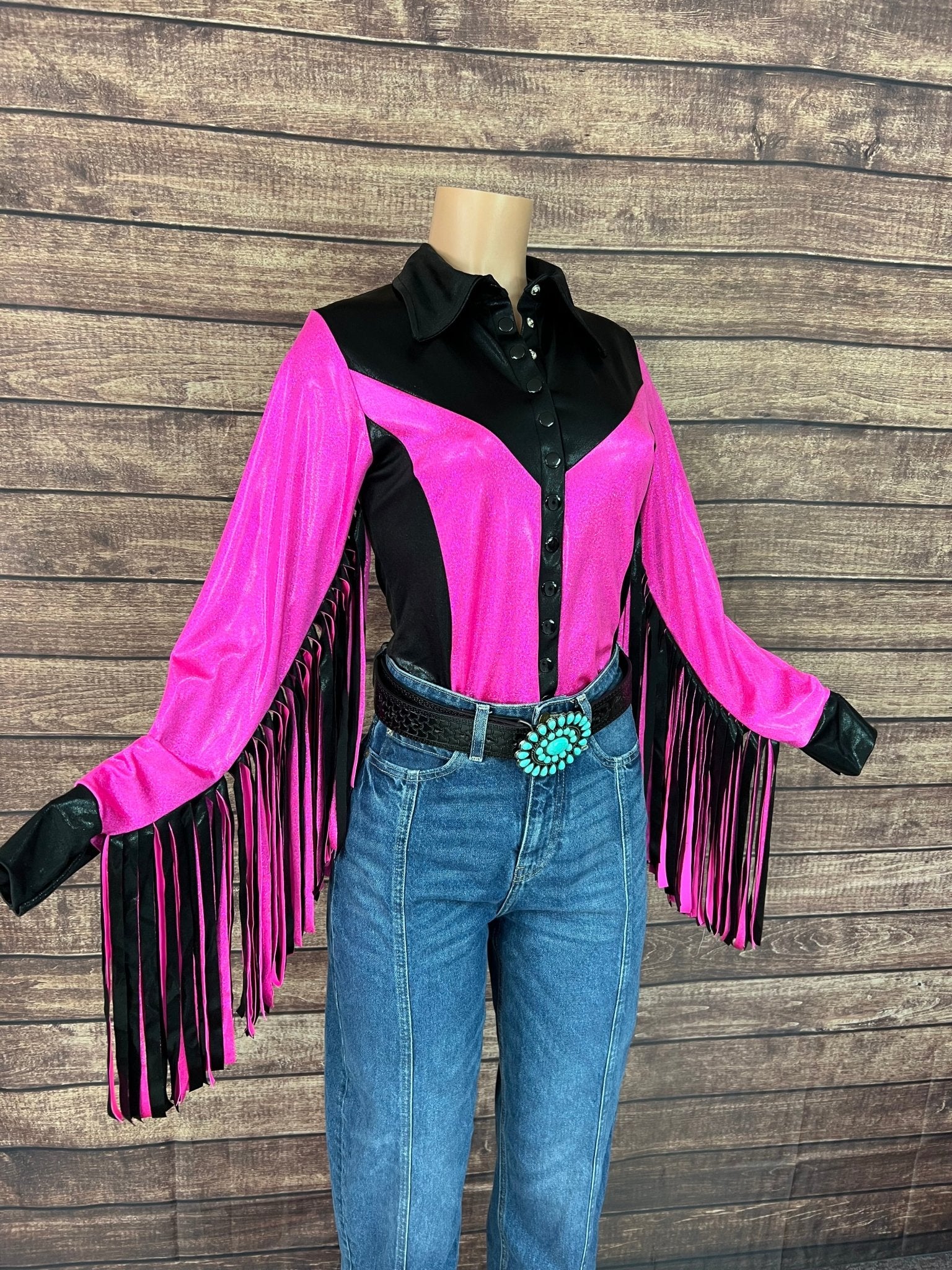 Neon Outlaw Snap Front Rodeo Shirt with 12" Thunderbird Fringe - Riverside Rodeo Shirts