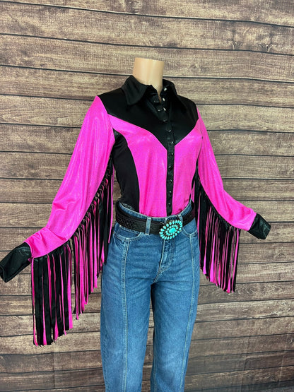 Neon Outlaw Snap Front Rodeo Shirt with 12" Thunderbird Fringe - Riverside Rodeo Shirts
