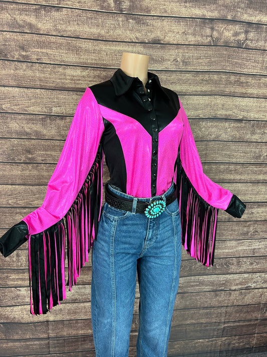 Neon Outlaw Snap Front Rodeo Shirt with 12" Thunderbird Fringe - Riverside Rodeo Shirts