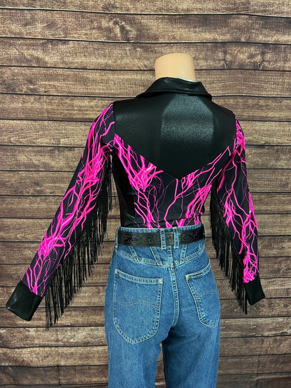 Neon Pink Lightning Rodeo Shirt - Riverside Rodeo Shirts