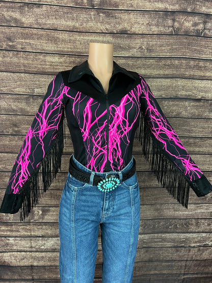 Neon Pink Lightning Rodeo Shirt - Riverside Rodeo Shirts
