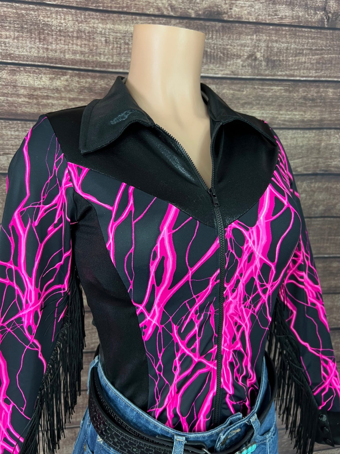 Neon Pink Lightning Rodeo Shirt - Riverside Rodeo Shirts