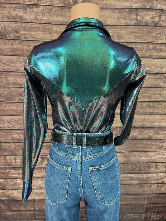 Oil Slick and Scarab Holographic Rodeo Shirt - Riverside Rodeo Shirts