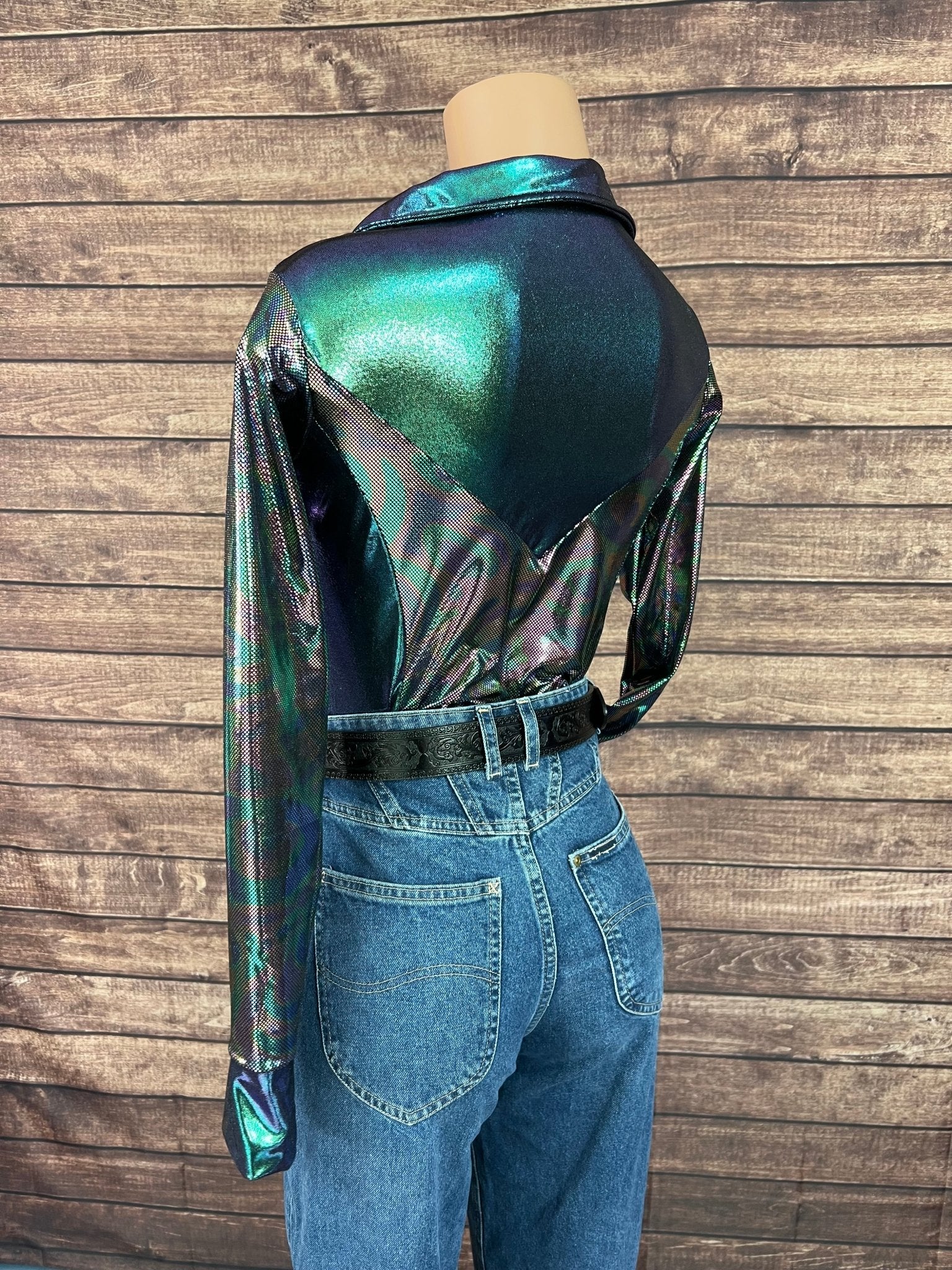 Oil Slick and Scarab Snap Front Holographic Rodeo Shirt - Riverside Rodeo Shirts