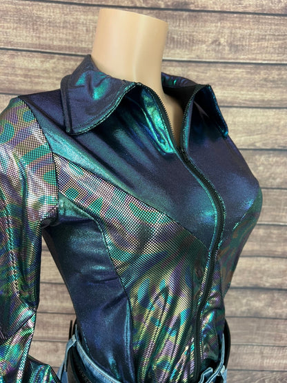Oil Slick and Scarab Snap Front Holographic Rodeo Shirt - Riverside Rodeo Shirts