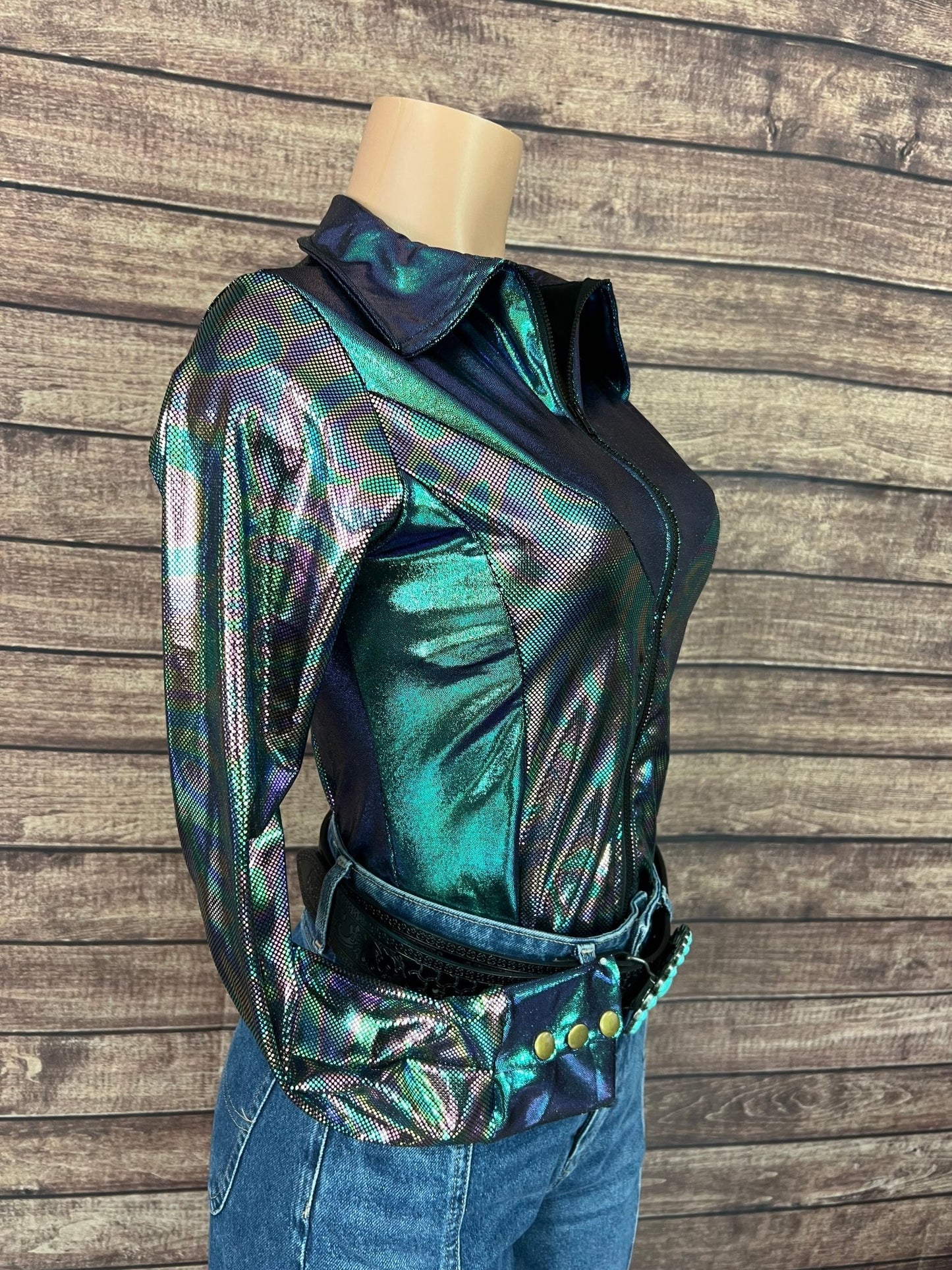 Oil Slick and Scarab Snap Front Holographic Rodeo Shirt - Riverside Rodeo Shirts