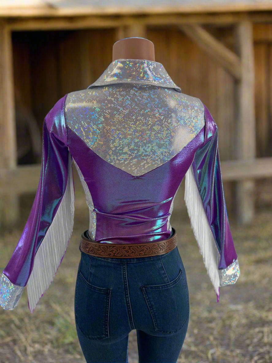 Plumeria Rodeo shirt with Fringe - Snap Front - Riverside Rodeo Shirts
