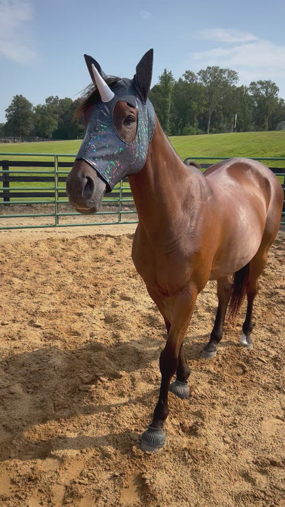 Black Kaleidoscope Unicorn Costume Mask for Horses