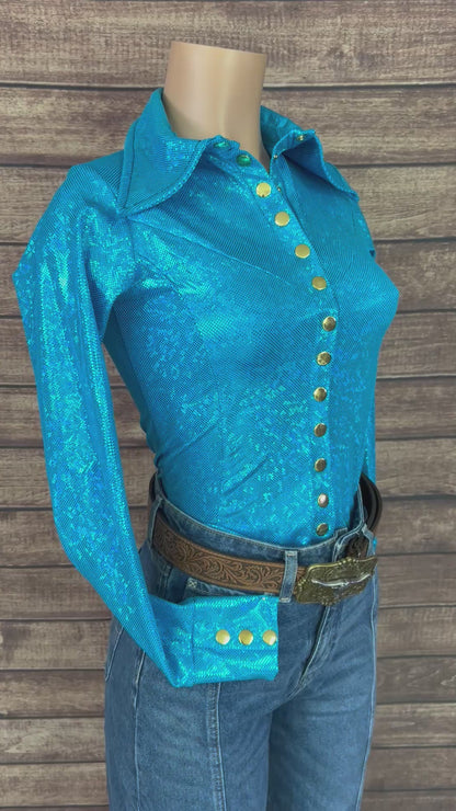 Turquoise Kaleidoscope Snap Front Rodeo Shirt