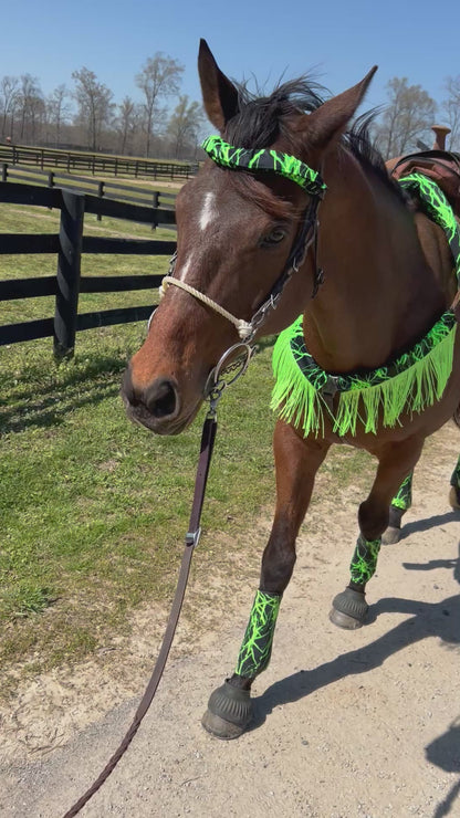 Western Saddle Pad COVER in Neon Green Lightning (Saddle Pad Cover Only)