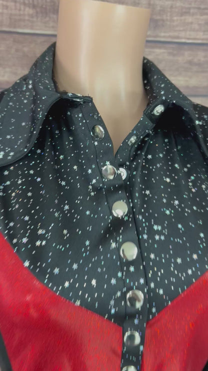 Ready To Ship MEDIUM Scarlet Noir Snap Front Rodeo Shirt