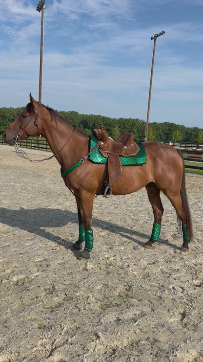 Green Dragon or Mermaid Scale Western Saddle Pad COVER (Saddle Pad Cover Only)