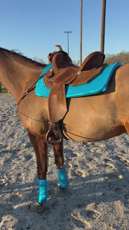 Western Saddle Pad COVER in Turquoise Kaleidoscope (Saddle Pad Cover Only)