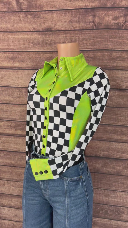 Checks in the Limelight Snap Front Rodeo Shirt