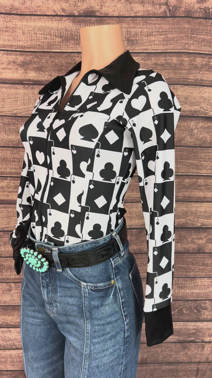 Las Vegas Aces Zipper Front Rodeo Shirt with Snap Cuffs