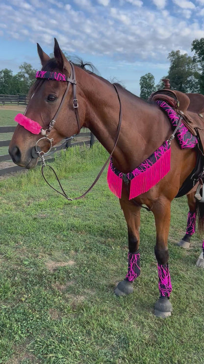 Western Saddle Pad COVER in Neon Pink Lightning (Saddle Pad Cover Only)