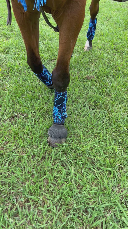Neon Blue Lightning Print Browband or Noseband Cover (ONE Cover Only)