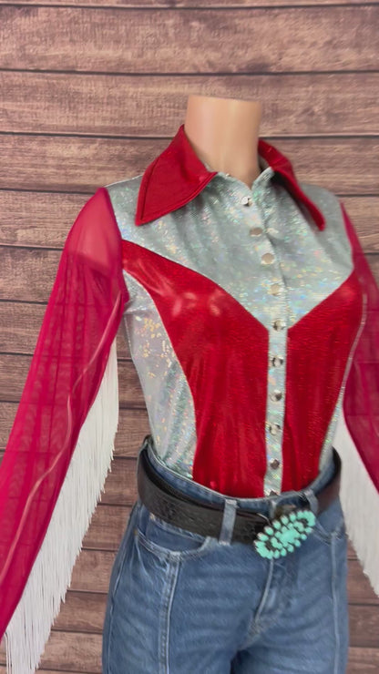 Cherry Dynamite Snap Front Rodeo Shirt with Mesh Sleeves