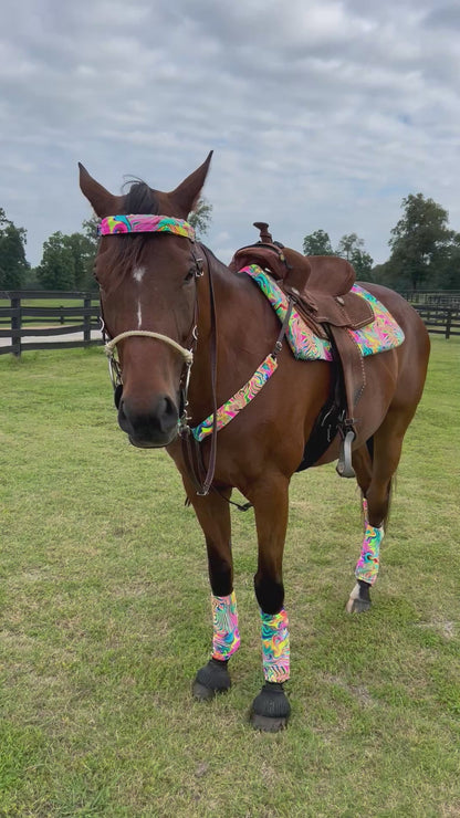 Neon Flux Print Breast Collar Cover (Covers ONLY)