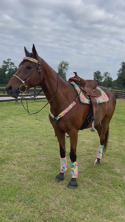 Neon Flux Print Breast Collar Cover (Covers ONLY)