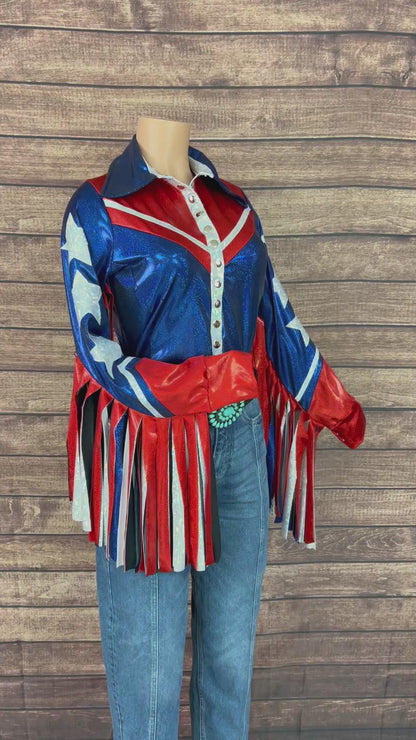 Galveston Six Star Snap Front Rodeo Shirt with Thunderbird Fringe