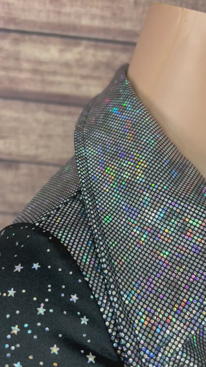 Star Noir and Silver Kaleidoscope Zipper Front Shirt