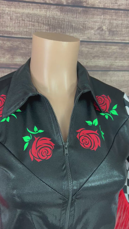 Run for the Roses Zipper Front Rodeo Shirt with Fringe