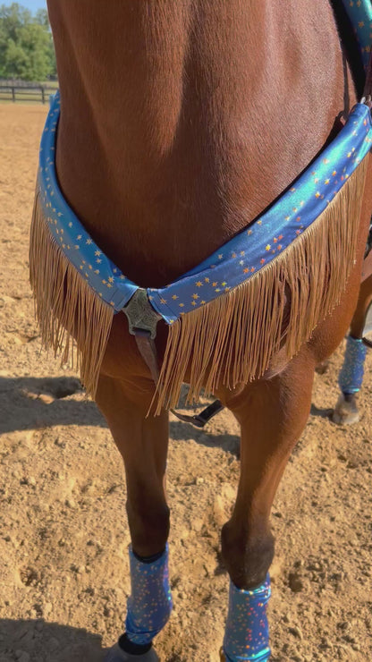 Stardust Breast Collar Cover with Gold Chainette Fringe (Covers ONLY)