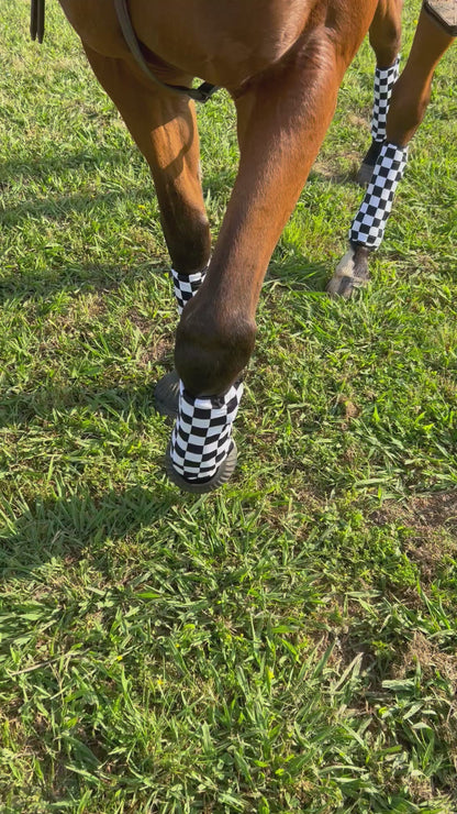 Black and White Checkered Browband or Noseband Cover (ONE Cover Only)