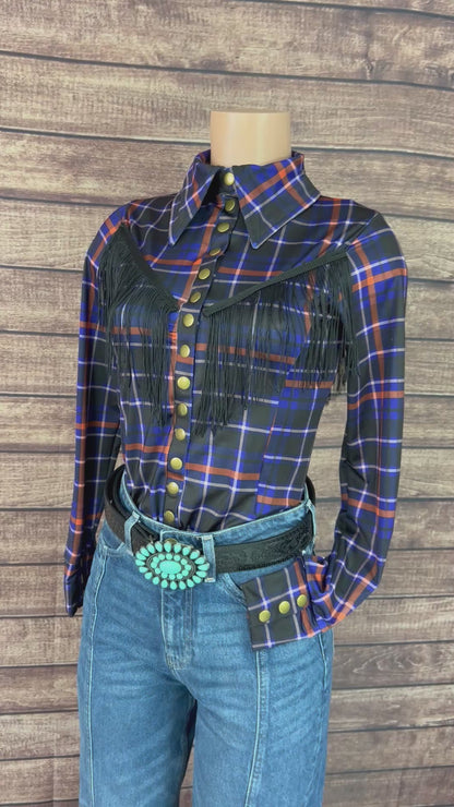 Frontier Snap Front Rodeo Shirt with Front AND Back Yoke Fringe