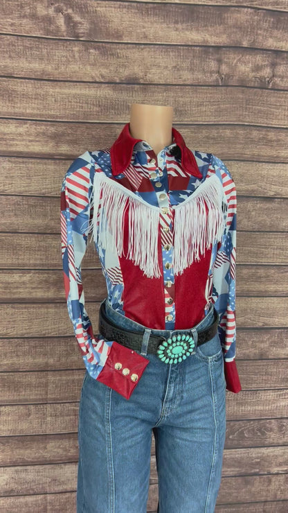 Americana Snap Front Shirt with Yoke Fringe